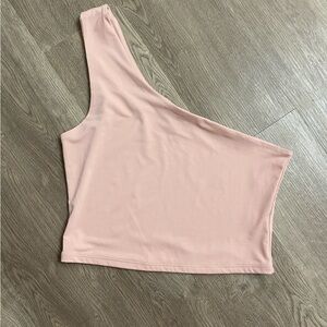 Love Tree pastel pink one shoulder crop top size large